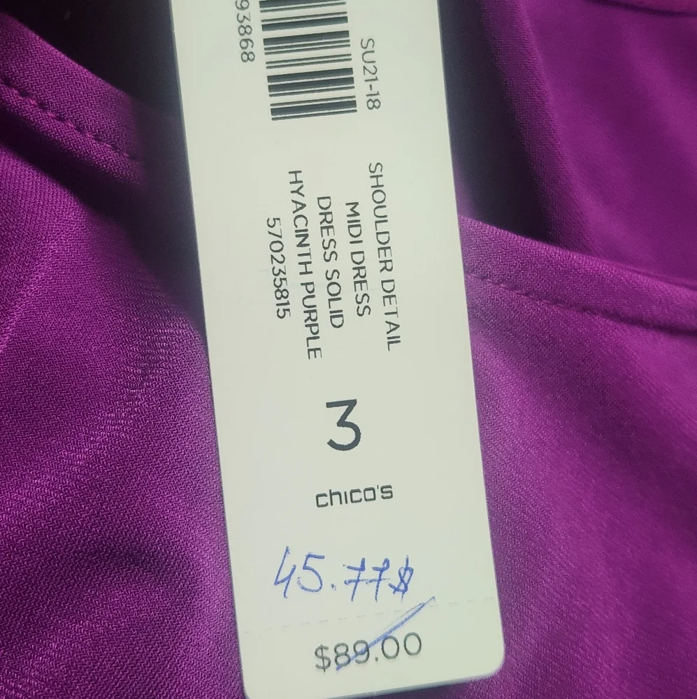 Nwt Chico's Sleeveless Midi Dress Size 3 (X-large) - Picture 4 of 6